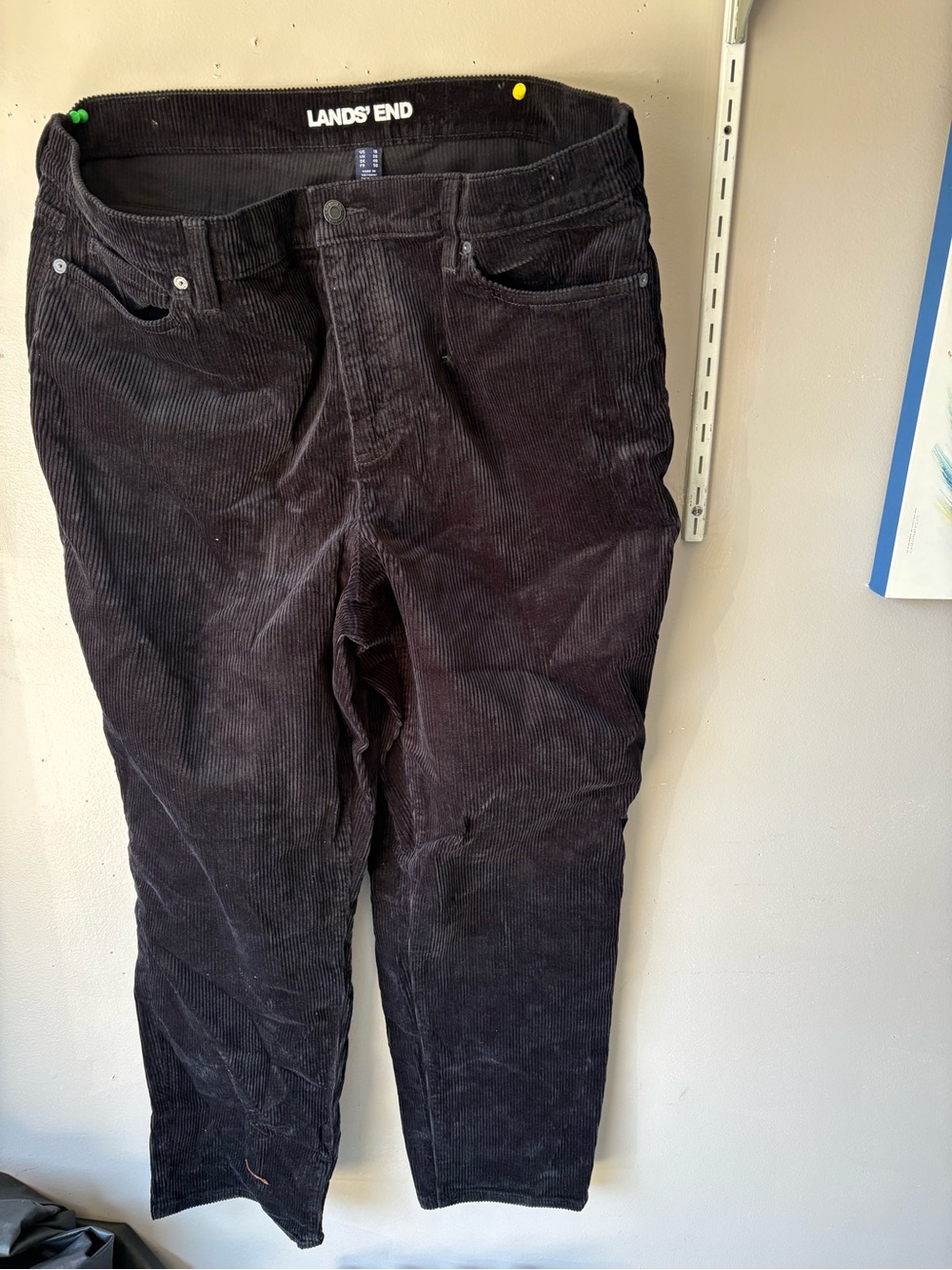 Lands' End Women’s Wide Wale Corduroy Pants in Black -Size 18